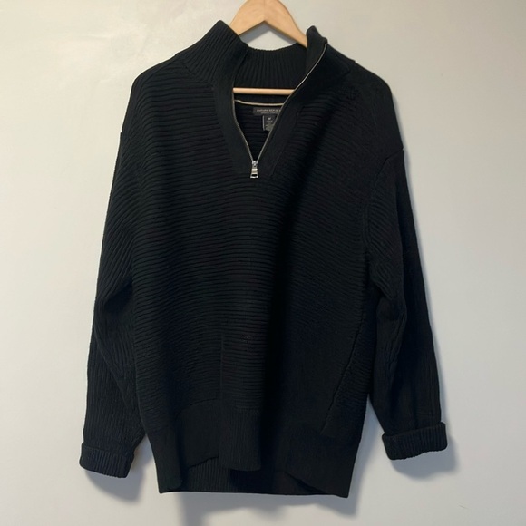 Banana Republic Black Half-Zip Organic Cotton Sweater - Picture 1 of 7